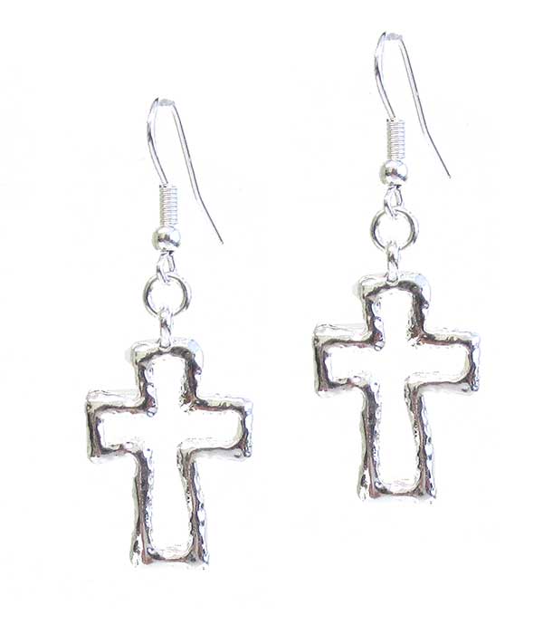 Metal cross earring