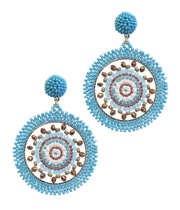 Handmade seedbead disc drop earring