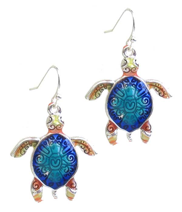 SEALIFE THEME EPOXY EARRING - TURTLE