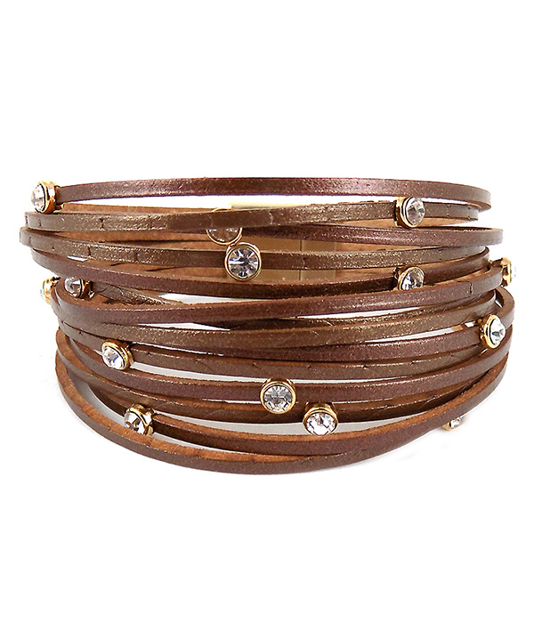 Multi layer leatherette magnetic bracelet