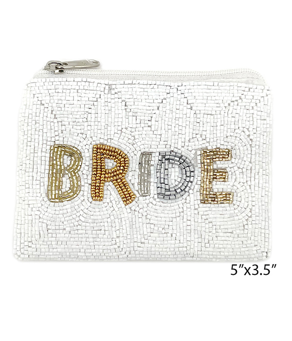 Bride theme handmade multi seedbead wallet coin purse