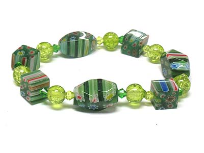 Flower fossil beads stretch bracelet