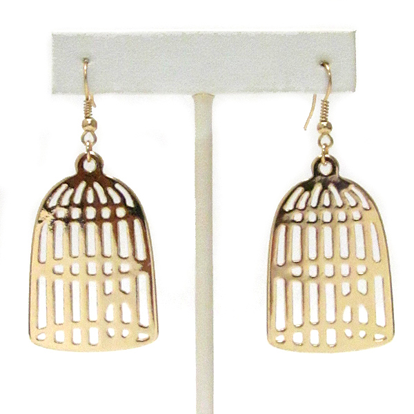 Metal bird cage earring