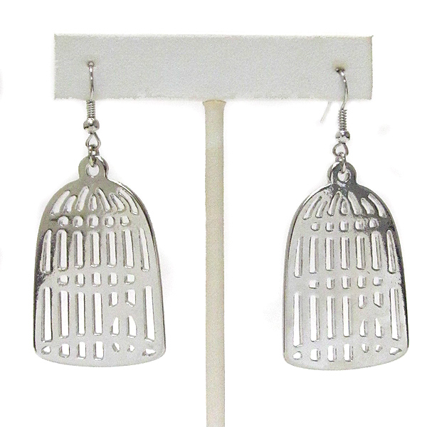 Metal bird cage earring