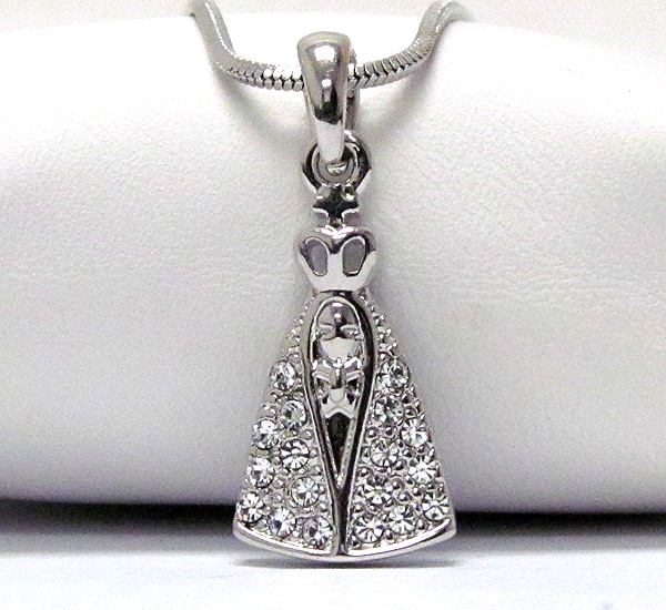 Made in korea whitegold plating and crystal deco pope's hat pendant necklace