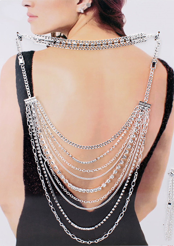 Multi function party back jewelry - chocker or casual or evening necklace or back jewelry