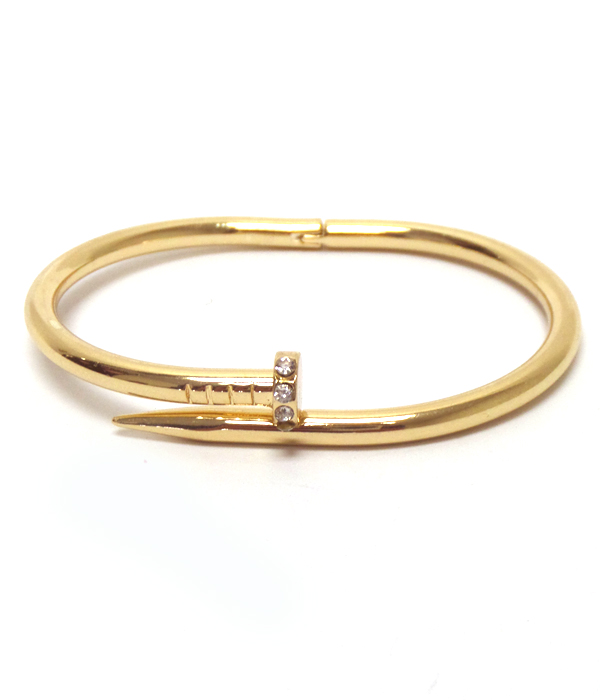 Crystal head nail hinge bangle bracelet