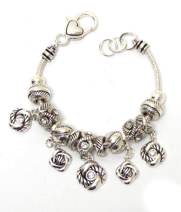 Pandora styletextured ball charm bracelet 