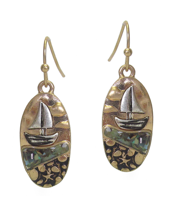 SEALIFE THEME ABALONE OVAL EARRING - NAUTICA