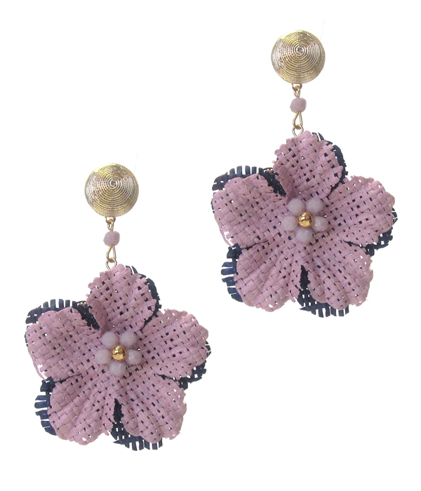 Fabric flower drop earring