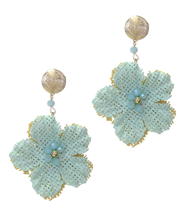 Fabric flower drop earring