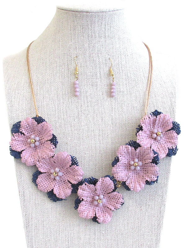 FABRIC FLOWER NECKLACE SET