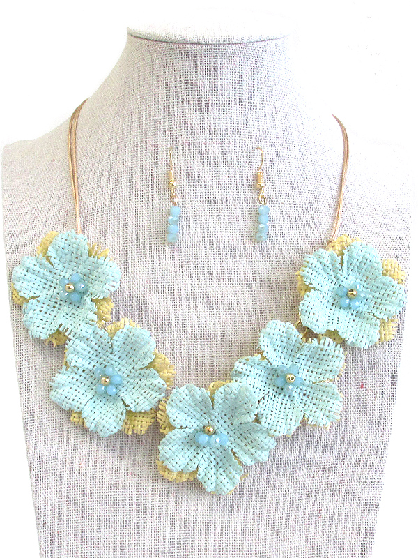 FABRIC FLOWER NECKLACE SET