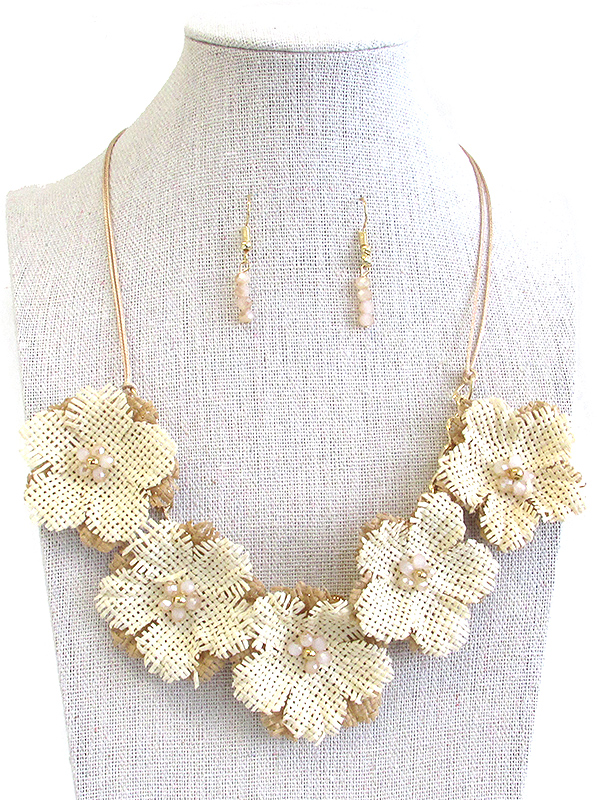 FABRIC FLOWER NECKLACE SET