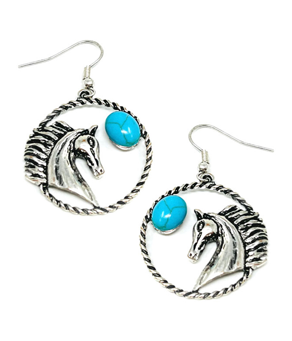 TURQUOISE HORSE EARRING