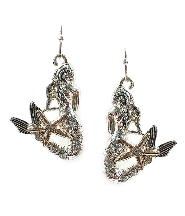 SEALIFE THEME MERMAID AND STARFISH EARRING