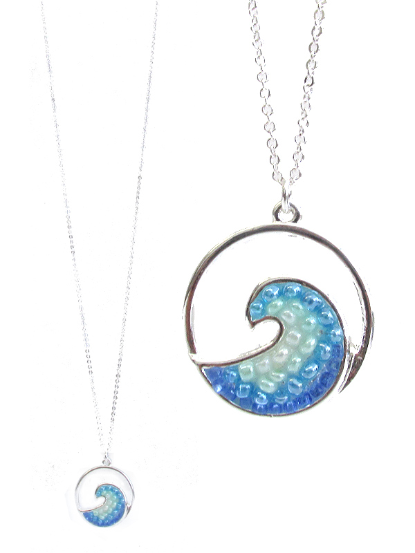 Sealife theme wave pendant necklace