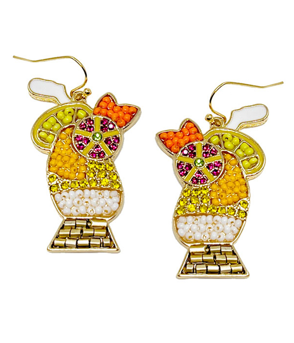 MULTI SEEDBEAD COCKTAIL EARRING - PINA COLADA