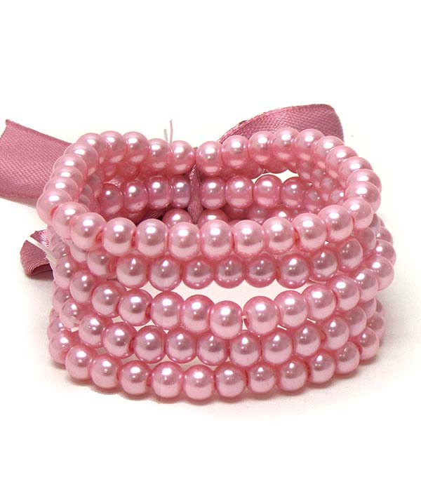 Pearl stretch bracelet set of 5