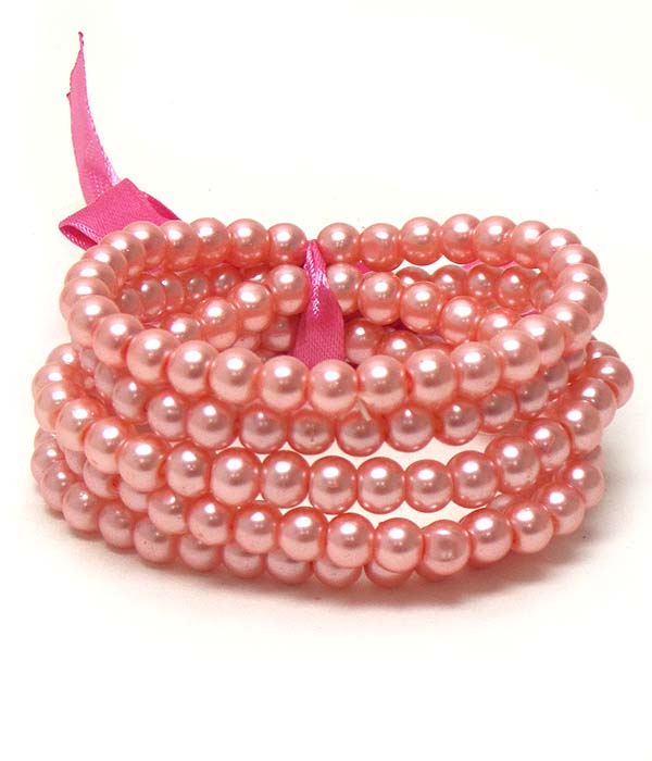 Pearl stretch bracelet set of 5