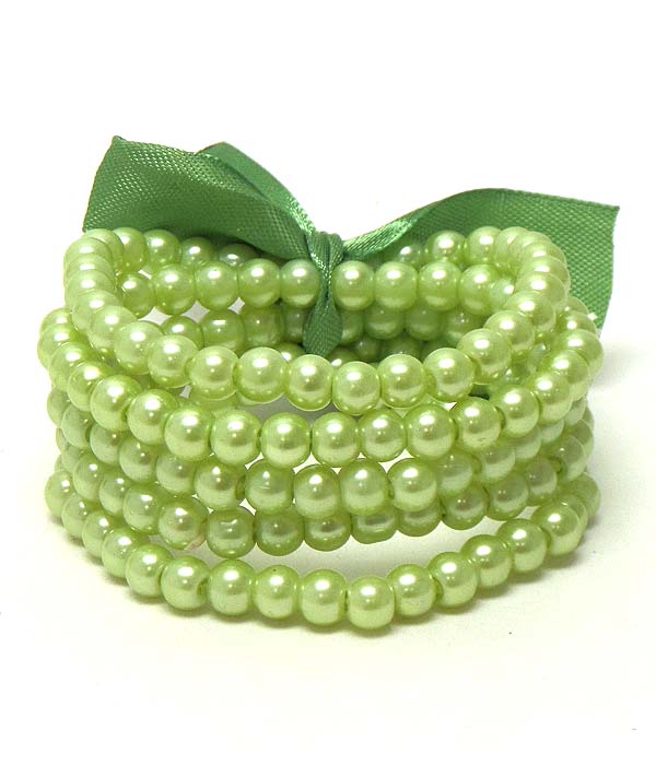 Pearl stretch bracelet set of 5