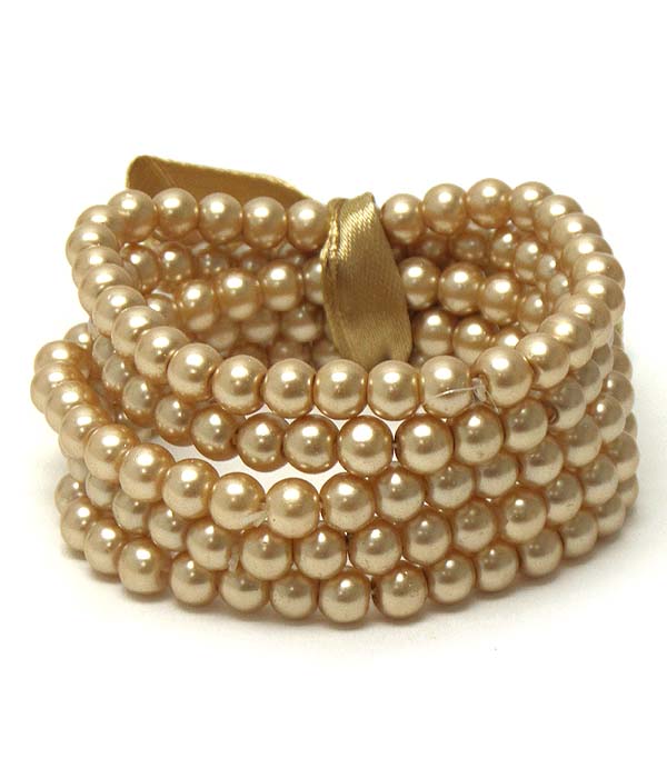 Pearl stretch bracelet set of 5