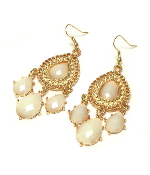 Metal filigree and facet teardrop stone earring