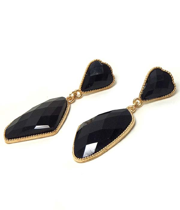 Natural shape facet acrylic stone drop earring