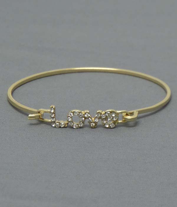 Crystal love wire bangle bracelet