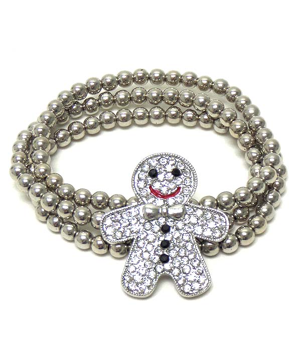 Crystal gingerbread cookie stretch bracelet