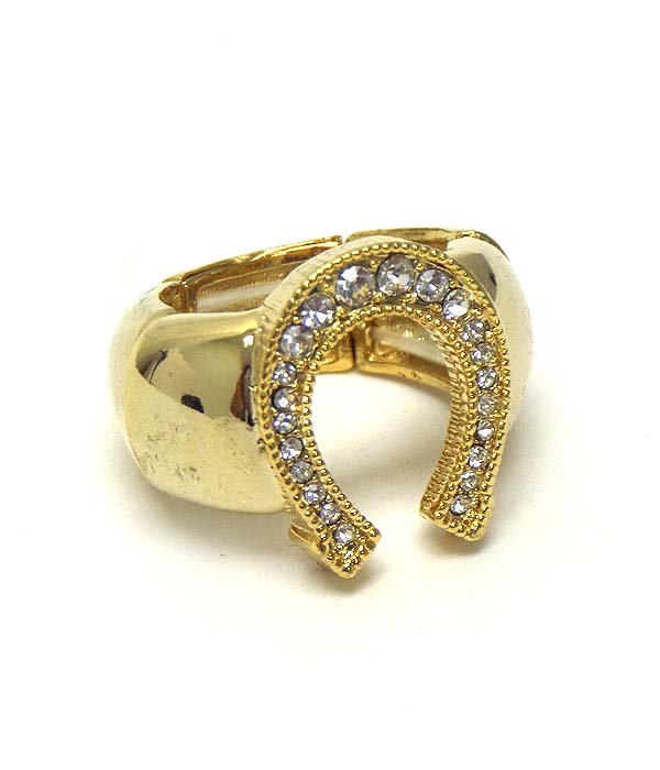 Crystal horseshoe stretch ring