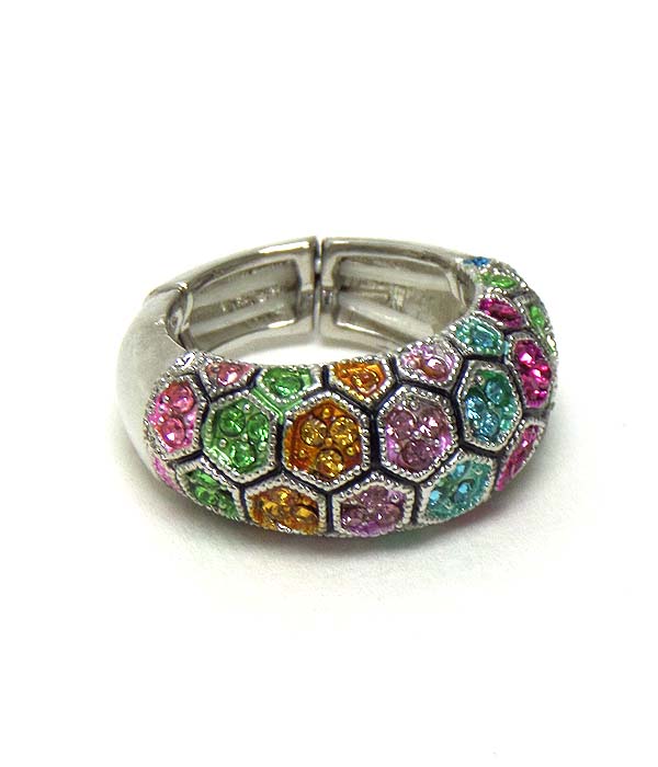 Crystal honeycomb pattern stretch ring
