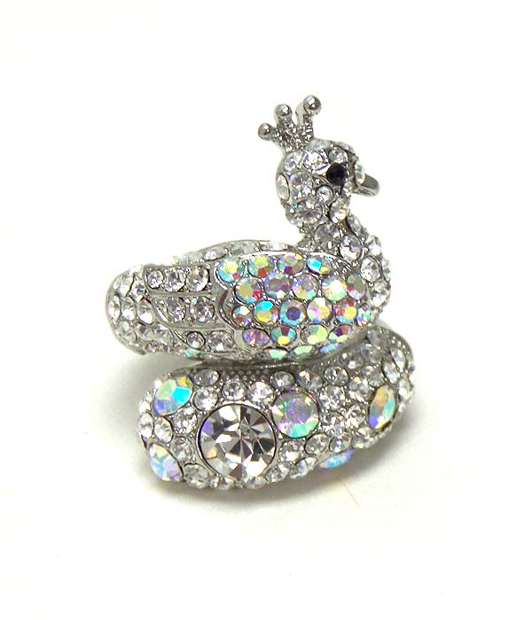 Crystal peacock stretch ring