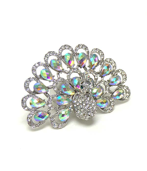 Crystal peacock stretch ring