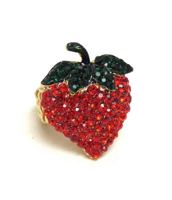 Crystal strawberry stretch ring