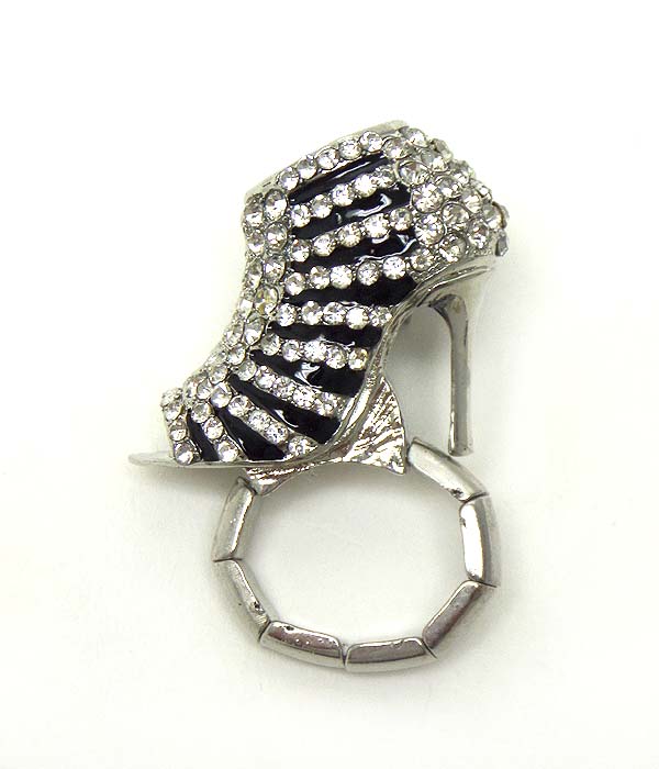Crystal and epoxy lady shoe stretch ring