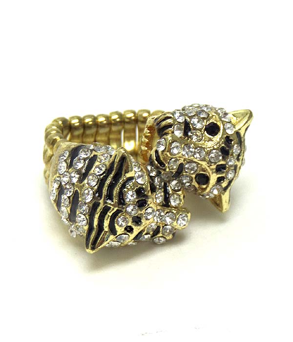 Crystal and epoxy tiger stretch ring