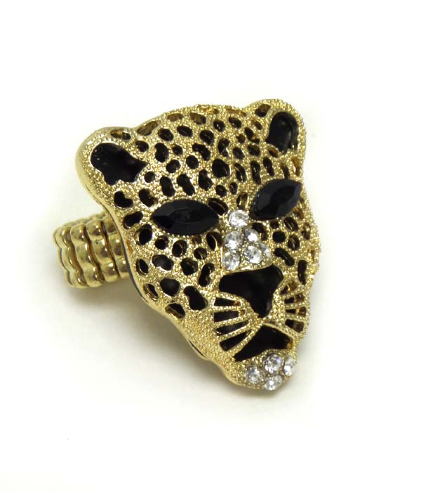 Crystal leopard stretch ring