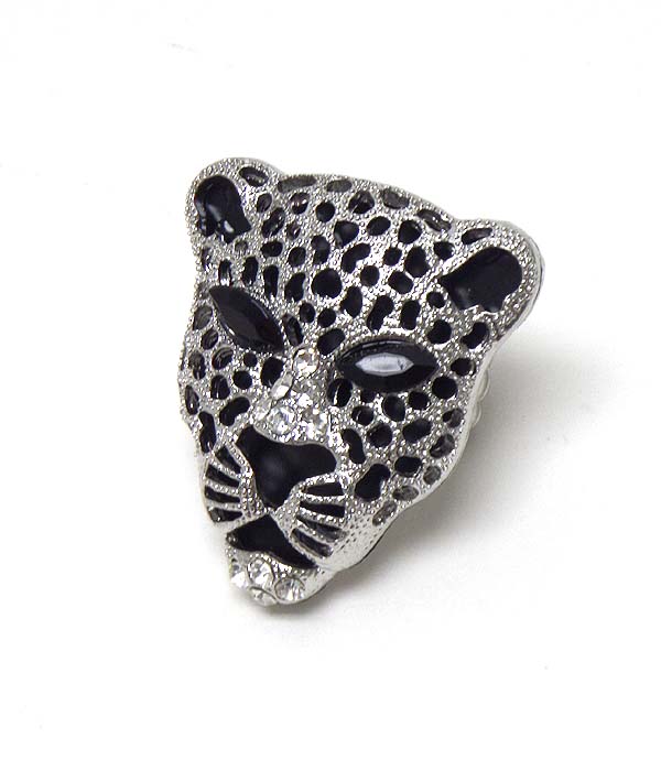 Crystal leopard stretch ring