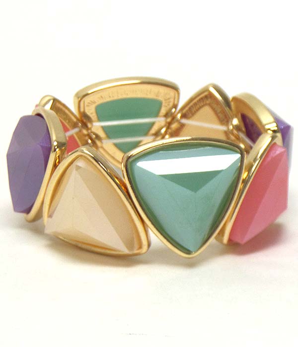 Facet acrylic stone link stretch bracelet