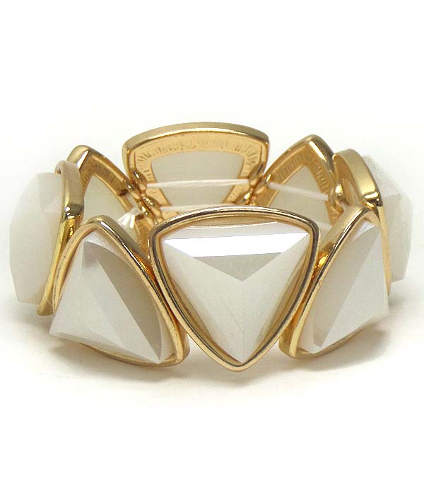 Facet acrylic stone link stretch bracelet