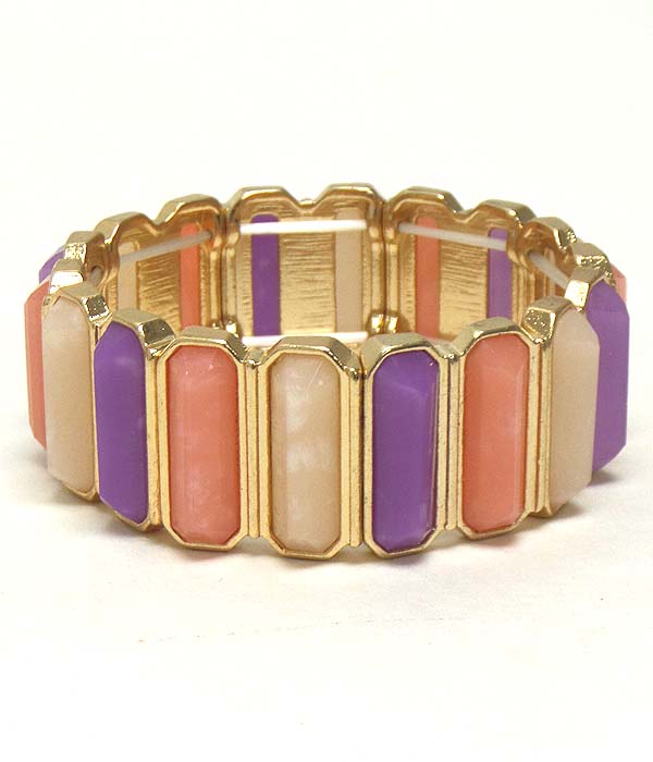 Multi facet acrylic bar link stretch bracelet