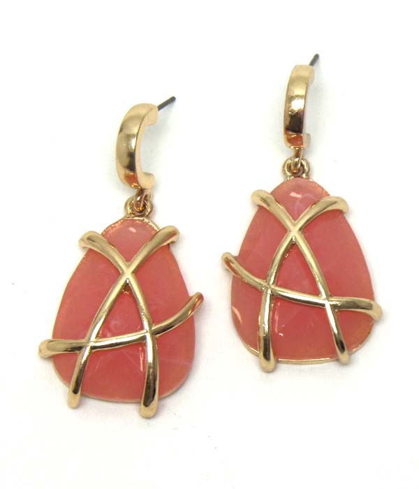 Facet teardrop stone earring