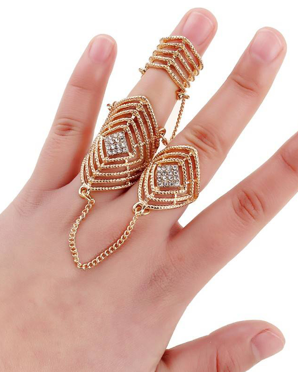 Crystal stud metal slave ring set