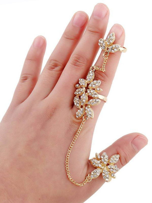 Crystal stud metal slave ring set