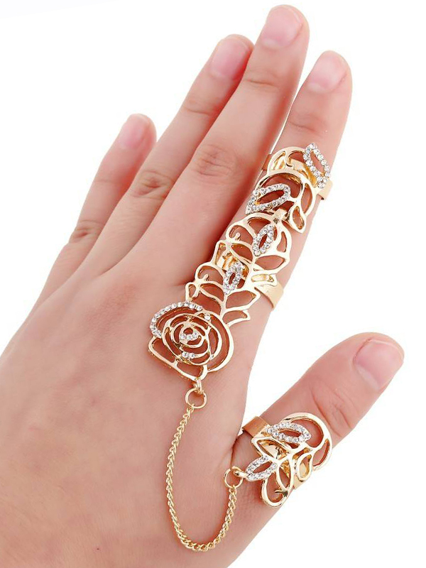 Crystal stud metal slave ring set