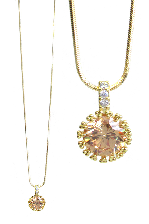 GOLD PLATING CRYSTAL PENDANT NECKLACE