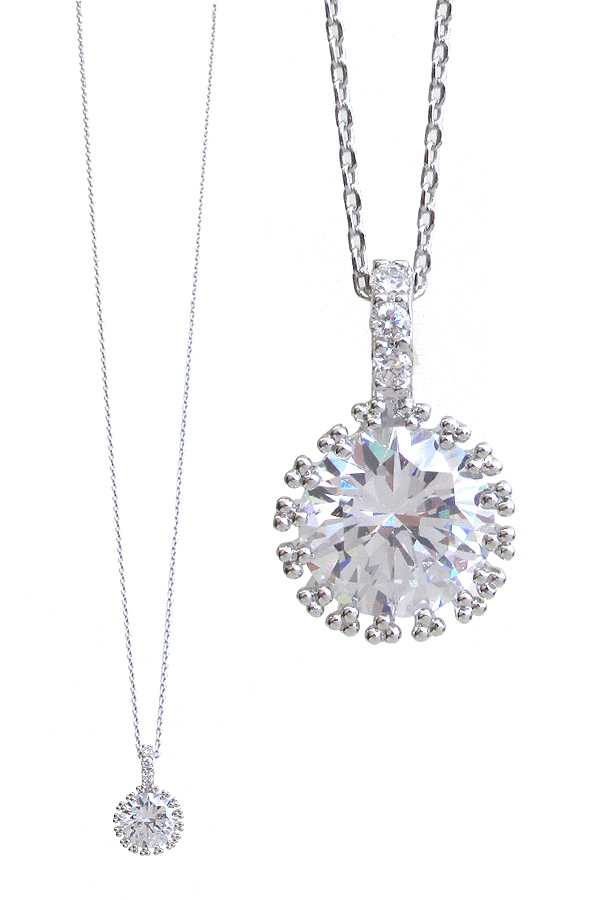 WHITEGOLD PLATING CRYSTAL PENDANT NECKLACE