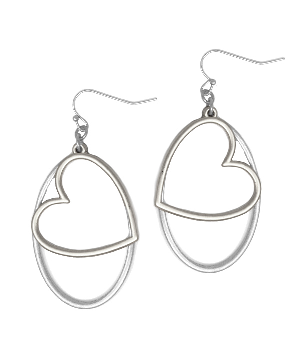 WIRE HEART AND OVAL EARRING