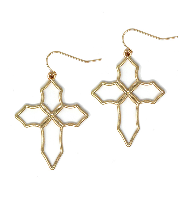 METAL WIRE CROSS EARRING